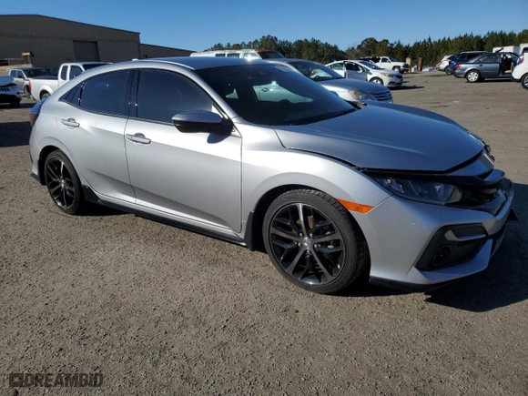 2021 Honda Civic Hatchback Sport with VIN SHHFK7H45MU222754, listed as a Copart auction lot 44038615 with 19,684 mi miles and Salvage Title. Bid and sale history available at carsss.com. Image 4.