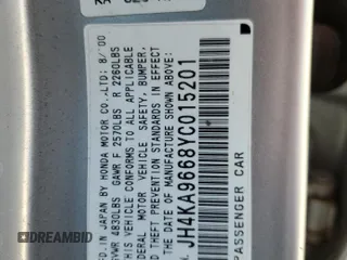 2000 Acura RL w/Navigation System with VIN JH4KA9668YC015201, listed as a Copart auction lot 75046704 with Not Provided miles and Salvage Title. Bid and sale history available at DreamBid. Image 12.