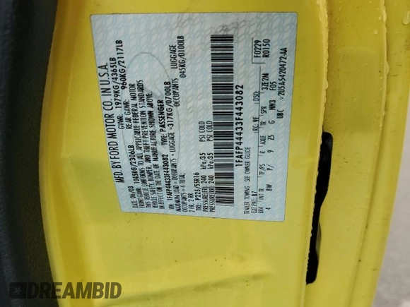 2003 Ford Mustang Deluxe with VIN 1FAFP44433F443082, listed as a Copart auction lot 59916015 with 111,999 mi miles and Salvage title. Bid and sale history available at DreamBid. Image 12.