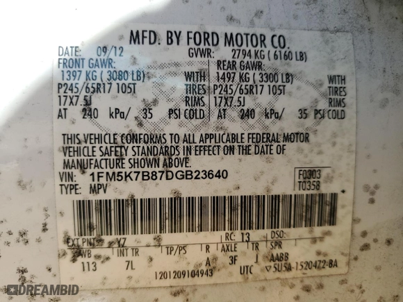 2013 Ford Explorer with VIN 1FM5K7B87DGB23640, listed as a Copart auction lot 50757925 with 222,499 mi miles and Clean Title. Bid and sale history available at carsss.com. Image 12.