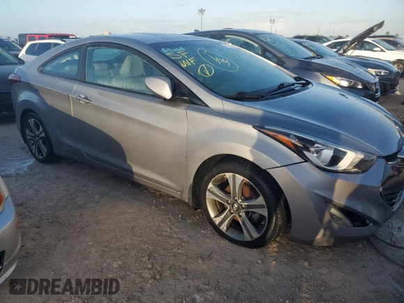 2014 Hyundai Elantra Coupe with VIN KMHDH6AH5EU029555, listed as a Copart auction lot 76020674 with 0 mi miles and Salvage Title. Bid and sale history available at carsss.com. Image 4.