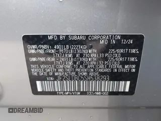 2025 Subaru Forester Premium с VIN JF2SLDBC5SH538293, выставлен на аукционе IAAI как лот 41898976 с пробегом 424 миль миль и . История ставок и продаж доступна на DreamBid. Изображение 9.