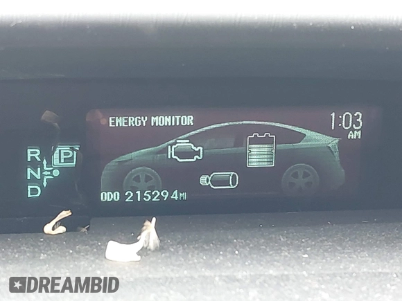 2012 Toyota Prius One with VIN JTDKN3DU6C5398119, listed as a IAAI auction lot 41891618 with 215,294 mi miles. Bid and sale history available at carsss.com. Image 7.