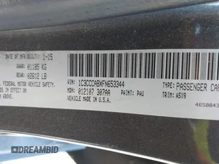 2015 Chrysler 200 Limited with VIN 1C3CCCABXFN653344, listed as a IAAI auction lot 41806428 with 198,835 mi miles. Bid and sale history available at carsss.com. Image 9.