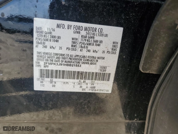 2017 Ford Edge SEL with VIN 2FMPK3J91HBB21553, listed as a Copart auction lot 51764225 with 104,125 mi miles and Non Repairable. Bid and sale history available at carsss.com. Image 12.