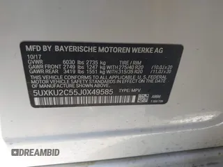 2018 BMW X6 xDrive35i with VIN 5UXKU2C55J0X49585, listed as a IAAI auction lot 41513997 with 57,204 mi miles. Bid and sale history available at carsss.com. Image 9.