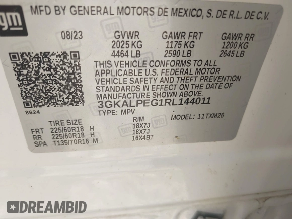 2024 GMC Terrain SLT z VIN 3GKALPEG1RL144011, wystawiony jako IAAI lot #42642293 z przebiegiem 33 000 mil mil oraz . Historia ofert i sprzedaży dostępna na DreamBid. Obrazek 9.