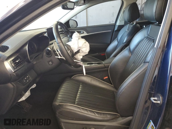 2021 Genesis G70 2.0T with VIN KMTG34LA0MU072088, listed as a Copart auction lot 57433985 with 77,876 mi miles and Clean title. Bid and sale history available at DreamBid. Image 7.