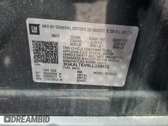 2020 GMC Terrain SLE z VIN 3GKALTEV9LL158611, wystawiony jako Copart lot #61781805 z przebiegiem 77 113 mil mil oraz Szkoda całkowita • Salvage title. Historia ofert i sprzedaży dostępna na DreamBid. Obrazek 13.