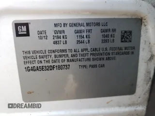2013 Buick LaCrosse с VIN 1G4GA5E32DF180737, выставлен на аукционе Copart как лот 64054085 с пробегом 177 365 миль миль и Списание • Salvage title. История ставок и продаж доступна на DreamBid. Изображение 13.