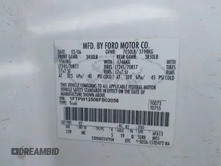 2006 Ford F-150 XLT с VIN 1FTPW12506FB02058, выставлен на аукционе IAAI как лот 42370761 с пробегом 322 396 миль миль и . История ставок и продаж доступна на DreamBid. Изображение 9.