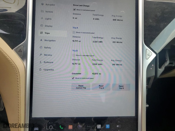 2016 Tesla Model S 90D with VIN 5YJSA1E25GF158223, listed as a Copart auction lot 47727765 with 43,812 mi miles and Salvage Title. Bid and sale history available at carsss.com. Image 9.