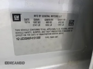 2015 Chevrolet Sonic LT with VIN 1G1JC5SH6F4131388, listed as a Copart auction lot 53811095 with Not provided miles and Salvage title. Bid and sale history available at DreamBid. Image 12.