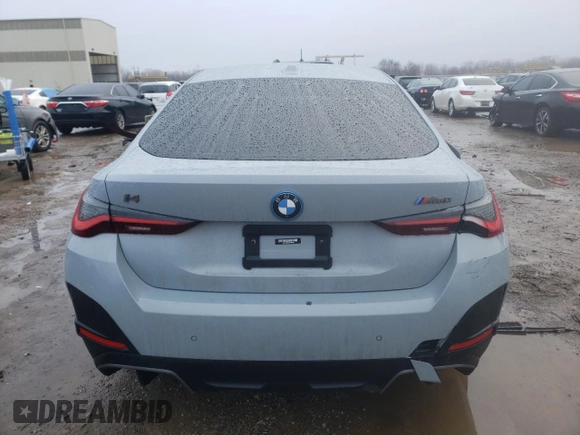 2023 BMW i4 M50 with VIN WBY33AW05PFP96896, listed as a Copart auction lot 39773834 with 0 mi miles. Bid and sale history available at carsss.com. Image 6.