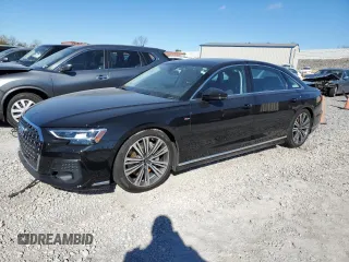 2023 Audi A8 with VIN WAULDAF83PN011055, listed as a Copart auction lot 80932444 with 9,734 mi miles and Salvage Title. Bid and sale history available at carsss.com. Image 1.