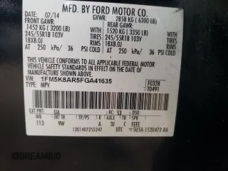 2015 Ford Utility Police Interceptor with VIN 1FM5K8AR5FGA41635, listed as a Copart auction lot 77618234 with 0 mi miles and Salvage Title. Bid and sale history available at carsss.com. Image 12.