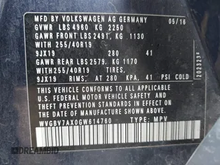 2016 Volkswagen Tiguan S z VIN WVGBV7AX0GW614760, wystawiony jako IAAI lot #42113413 z przebiegiem 91 423 mil mil oraz . Historia ofert i sprzedaży dostępna na DreamBid. Obrazek 9.