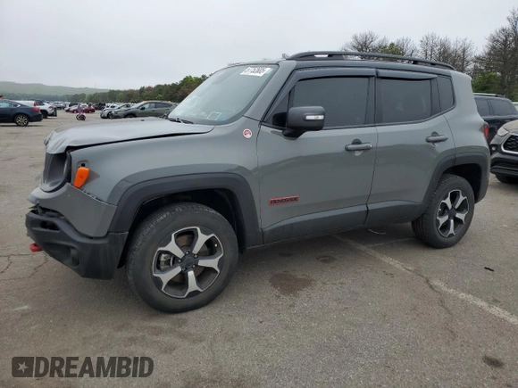 2021 Jeep Renegade Trailhawk with VIN ZACNJDC17MPM92408, listed as a Copart auction lot 57752685 with 40,170 mi miles and Salvage title. Bid and sale history available at DreamBid. Image 1.
