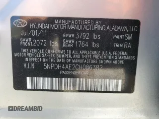 2012 Hyundai Elantra Limited z VIN 5NPDH4AE2CH086382, wystawiony jako Copart lot #54891285 z przebiegiem 138 181 mil mil oraz Szkoda całkowita • Salvage title. Historia ofert i sprzedaży dostępna na DreamBid. Obrazek 12.