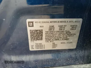 2020 Chevrolet Trax LT with VIN 3GNCJLSB0LL319827, listed as a Copart auction lot 57246955 with 42,014 mi miles and Salvage title. Bid and sale history available at DreamBid. Image 12.