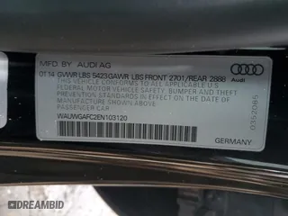 2014 Audi A7 3.0 Premium Plus with VIN WAUWGAFC2EN103120, listed as a Copart auction lot 87043834 with 135,492 mi miles and Non Repairable. Bid and sale history available at carsss.com. Image 13.