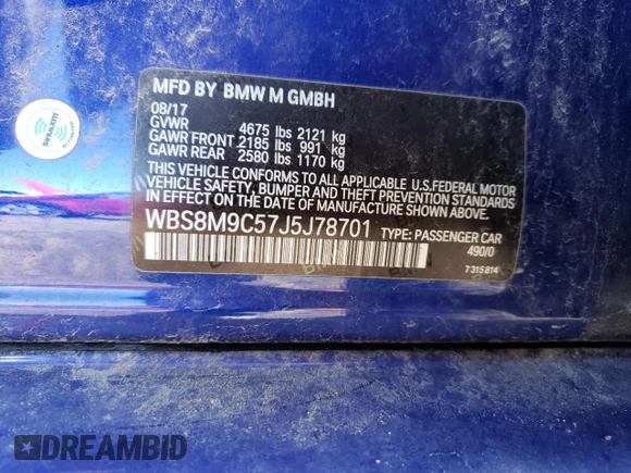 2018 BMW M3 with VIN WBS8M9C57J5J78701, listed as a Copart auction lot 71323392 with 27,703 mi miles. Bid and sale history available at carsss.com. Image 12.