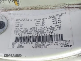 2012 Mitsubishi Eclipse GS with VIN 4A31K5DF4CE004342, listed as a IAAI auction lot 41562611 with 167,487 mi miles and . Bid and sale history available at DreamBid. Image 9.