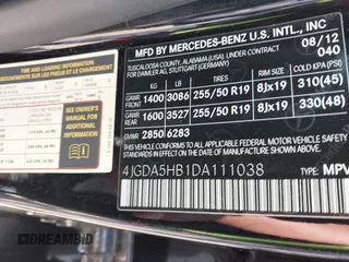 2013 Mercedes-Benz M 350 with VIN 4JGDA5HB1DA111038, listed as a IAAI auction lot 42410566 with 125,136 mi miles and . Bid and sale history available at DreamBid. Image 9.