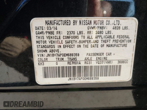 2014 Infiniti Q50 Premium with VIN JN1BV7AP0EM689359, listed as a IAAI auction lot 42671613 with 152,334 mi miles and . Bid and sale history available at DreamBid. Image 9.