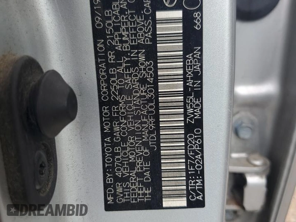 2020 Toyota Prius LE with VIN JTDL9RFU0L3014503, listed as a Copart auction lot 62886205 with 195,203 mi miles and Salvage title. Bid and sale history available at DreamBid. Image 12.