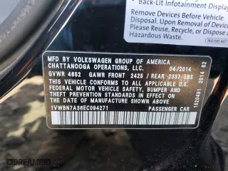 2014 Volkswagen Passat TDI SE w/Sunroof with VIN 1VWBN7A36EC094271, listed as a Copart auction lot 48369445 with 0 mi miles and Salvage Title. Bid and sale history available at carsss.com. Image 12.