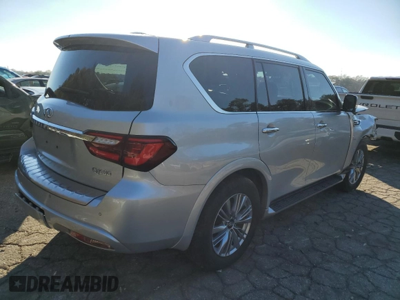 2020 Infiniti QX80 LUXE with VIN JN8AZ2NE0L9255374, listed as a Copart auction lot 79107194 with Not Provided miles and Salvage Title. Bid and sale history available at carsss.com. Image 3.