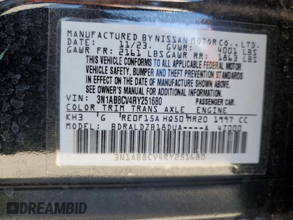 2024 Nissan Sentra SV with VIN 3N1AB8CV4RY251680, listed as a Copart auction lot 44859015 with 35,022 mi miles and Clean Title. Bid and sale history available at carsss.com. Image 12.