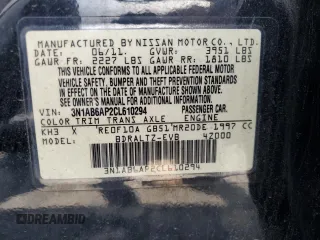 2012 Nissan Sentra SR z VIN 3N1AB6AP2CL610294, wystawiony jako Copart lot #58490065 z przebiegiem 58 361 mil mil oraz Szkoda całkowita • Salvage title. Historia ofert i sprzedaży dostępna na DreamBid. Obrazek 12.