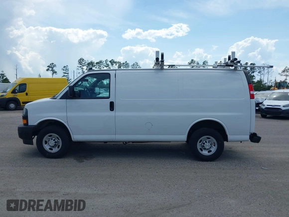 2023 Chevrolet Express Cargo with VIN 1GCWGAFP5P1217550, listed as a IAAI auction lot 42383684 with 9,673 mi miles and . Bid and sale history available at DreamBid. Image 14.