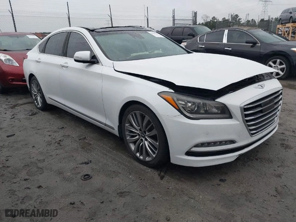 2015 Hyundai Genesis 5.0L with VIN KMHGN4JF0FU043700, listed as a IAAI auction lot 41527863 with 110,520 mi miles. Bid and sale history available at carsss.com. Image 1.