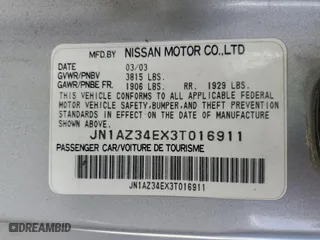 2003 Nissan 350Z Touring with VIN JN1AZ34EX3T016911, listed as a Copart auction lot 54019395 with 163,228 mi miles and Clean Title. Bid and sale history available at carsss.com. Image 12.