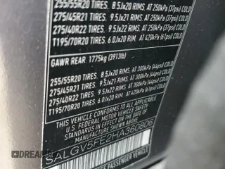 2017 Land Rover Range Rover with VIN SALGV5FE2HA360806, listed as a Copart auction lot 73036034 with 132,382 mi miles and Salvage title. Bid and sale history available at DreamBid. Image 12.