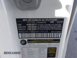 2018 Mercedes-Benz AMG GT with VIN WDDYK7HAXJA018154, listed as a IAAI auction lot 41899916 with 1 mi miles. Bid and sale history available at carsss.com. Image 9.