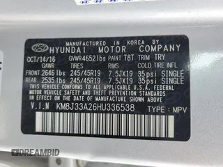2017 Hyundai Tucson Value z VIN KM8J33A26HU336538, wystawiony jako Copart lot #57103535 z przebiegiem 97 575 mil mil oraz Czysty tytuł • Clean title. Historia ofert i sprzedaży dostępna na DreamBid. Obrazek 13.