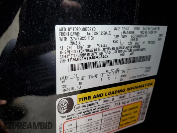 2018 Ford Expedition Max Limited with VIN 1FMJK2AT0JEA23409, listed as a Copart auction lot 51453625 with 117,003 mi miles and Salvage title. Bid and sale history available at DreamBid. Image 15.