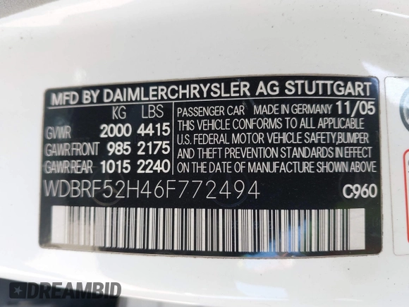 2006 Mercedes-Benz C 230 Sport z VIN WDBRF52H46F772494, wystawiony jako IAAI lot #42202080 z przebiegiem 92 364 mil mil oraz . Historia ofert i sprzedaży dostępna na DreamBid. Obrazek 9.