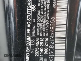 2018 Mercedes-Benz CLA with VIN WDDSJ5CB2JN579356, listed as a Copart auction lot 47038125 with 51,164 mi miles and Salvage Title. Bid and sale history available at carsss.com. Image 13.
