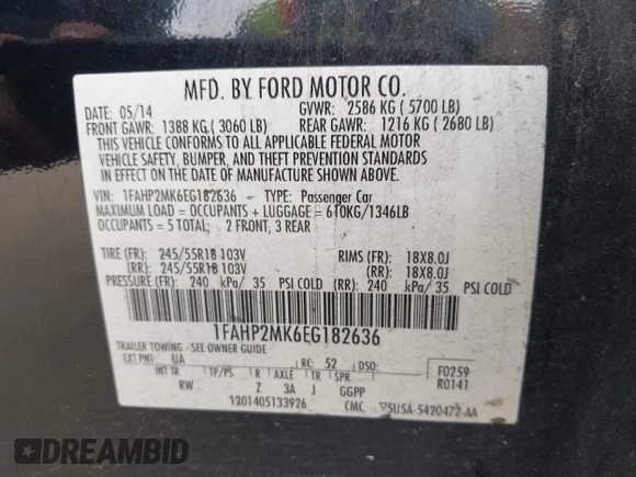 2014 Ford Police Interceptor с VIN 1FAHP2MK6EG182636, выставлен на аукционе IAAI как лот 42430388 с пробегом 147 303 миль миль и . История ставок и продаж доступна на DreamBid. Изображение 9.