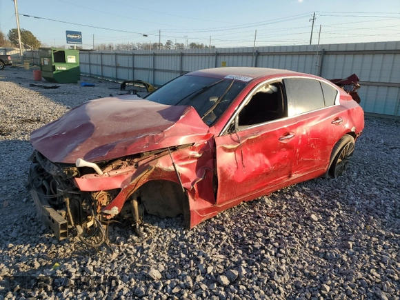 2020 Infiniti Q50 Red Sport 400 with VIN JN1FV7AP5LM630421, listed as a Copart auction lot 46098215 with Not provided miles and Salvage title. Bid and sale history available at DreamBid. Image 1.