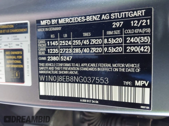 2022 Mercedes-Benz GLC with VIN W1N0J8EB8NG037553, listed as a IAAI auction lot 41393063 with 14,659 mi miles. Bid and sale history available at carsss.com. Image 9.