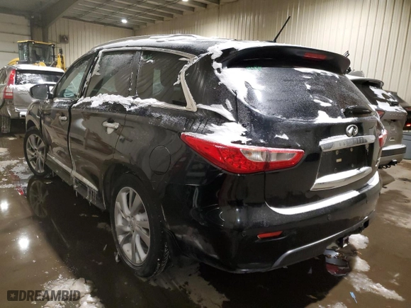 2013 Infiniti JX35 with VIN 5N1AL0MM2DC332028, listed as a Copart auction lot 38962534 with 206,450 mi miles and Salvage Title. Bid and sale history available at carsss.com. Image 2.