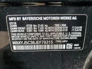 2018 BMW X2 xDrive28i with VIN WBXYJ5C36JEF79315, listed as a Copart auction lot 53993905 with 52,863 mi miles and Salvage Title. Bid and sale history available at carsss.com. Image 13.