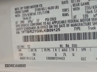 2020 Ford Transit Cargo с VIN 1FTBR2YG9LKB09125, выставлен на аукционе IAAI как лот 42889684 с пробегом 98 738 миль миль и . История ставок и продаж доступна на DreamBid. Изображение 27.