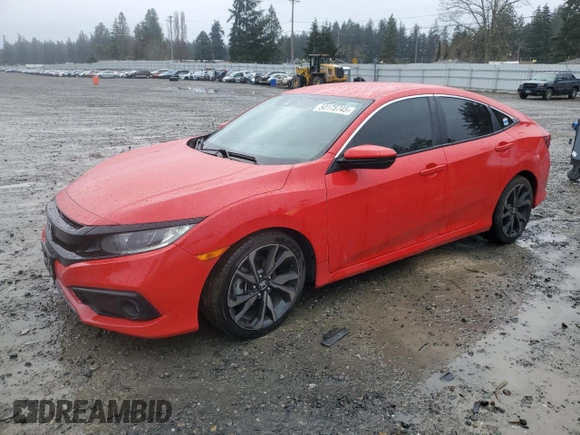 2020 Honda Civic Sedan Sport with VIN 2HGFC2F81LH524883, listed as a Copart auction lot 50175745 with 54,751 mi miles and Salvage Title. Bid and sale history available at carsss.com. Image 1.